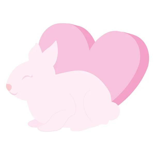 Niedliches und kleines Kaninchen mit Herzensliebe — Stockvektor
