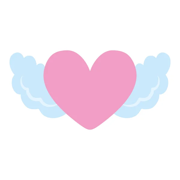 Serce miłość kartą o Walentynki skrzydła — Wektor stockowy