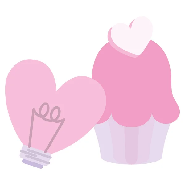 Dolce cupcake con cuore — Vettoriale Stock