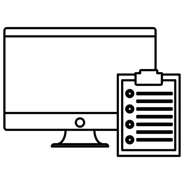 Computer and checklist design — Stock Vector