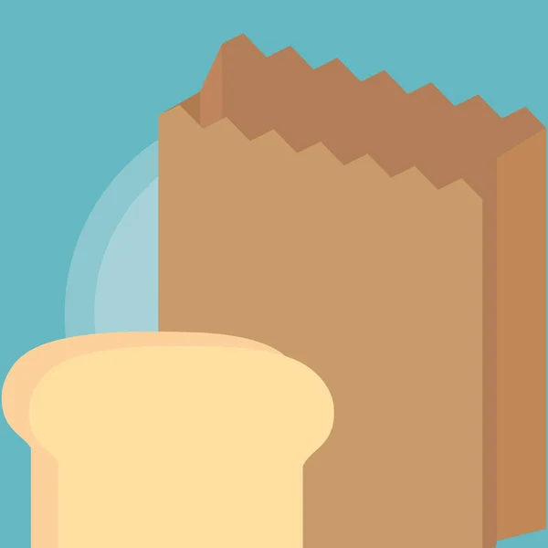 Bolsa de papel y pan de diseño — Vector de stock