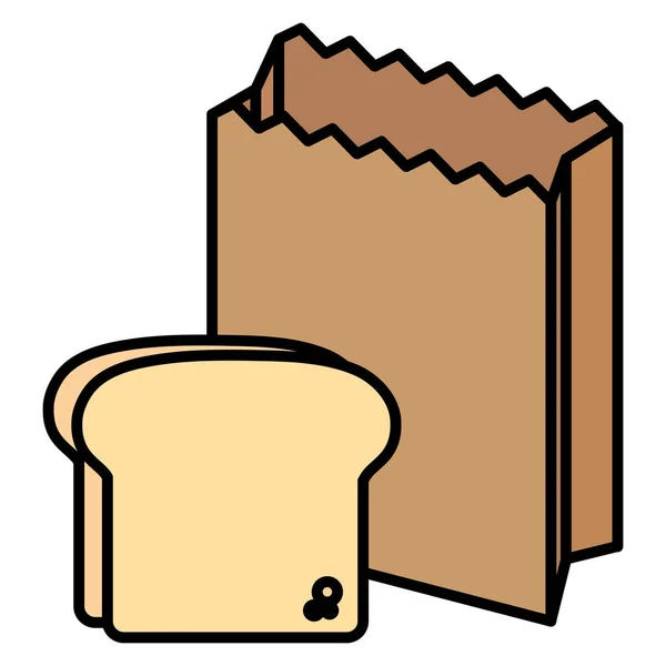 Bolsa de papel y pan de diseño — Vector de stock