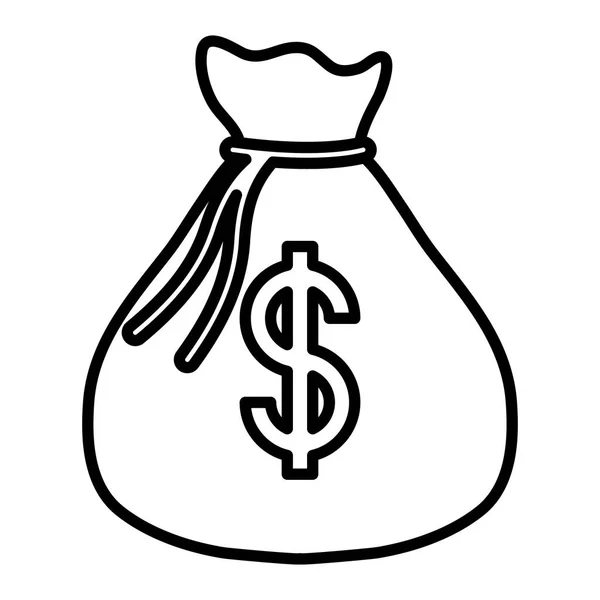 Χρήματα Τσάντα Εικονίδιο Πάνω Από Λευκό Φόντο Εικονογράφηση Διάνυσμα — Διανυσματικό Αρχείο