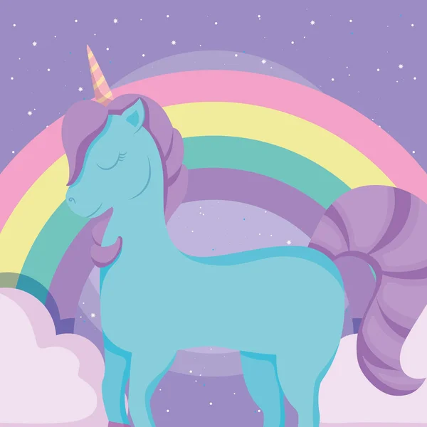Desain Rainbow dan unicorn - Stok Vektor