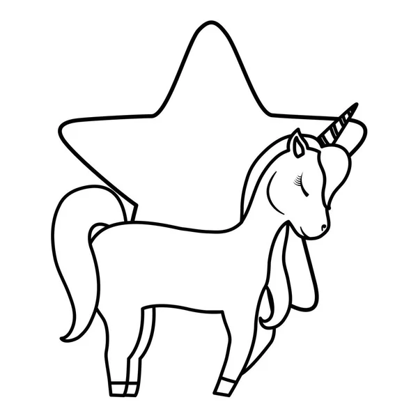 Unicorn lucu dan desain bintang - Stok Vektor