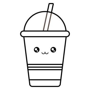 saman kawaii karakteri ile plastik bardak