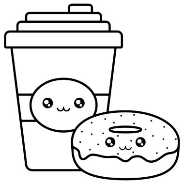 saman ve çörek vektör çizim tasarımı ile plastik bardak