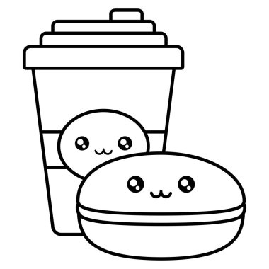 plastik kap konteyner ve şeker kawaii karakterler