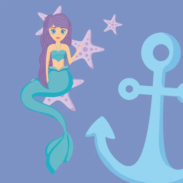 Sirena y diseño del ancla — Vector de stock