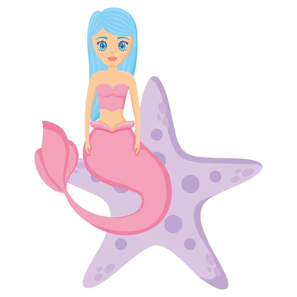 Cute mermaid icon — Stock Vector