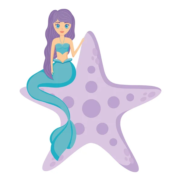 Cute mermaid icon — Stock Vector