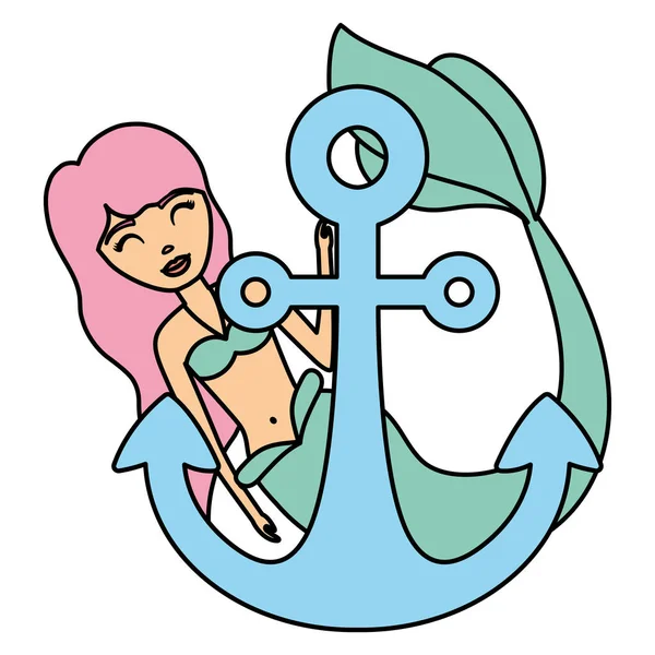 Cute mermaid icon — Stock Vector