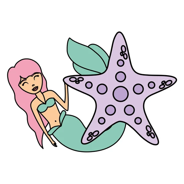 Lindo icono de sirena — Vector de stock