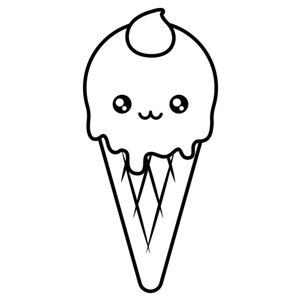 Carino gelato kawaii personaggio — Vettoriale Stock