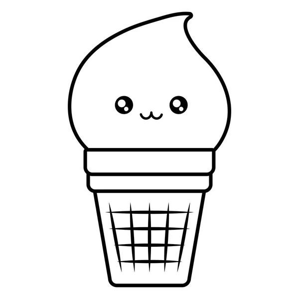 可爱的冰淇淋卡瓦伊字符 — 图库矢量图片