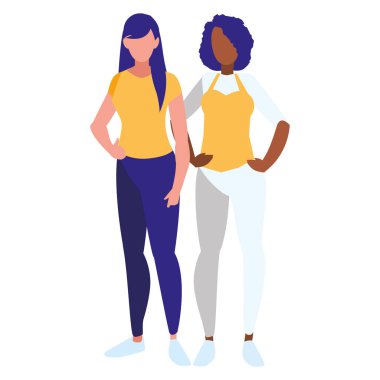 Çift girls Interracial karakter