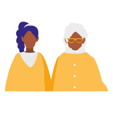 kızı siyah karakterlerle sevimli Büyükanne