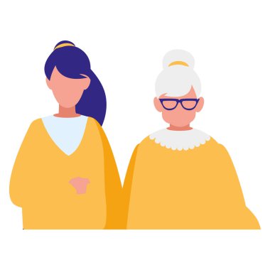 kızı ile sevimli Büyükanne