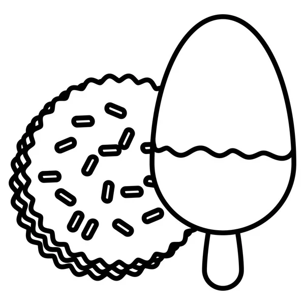 Süße und leckere Plätzchen mit Eiscreme — Stockvektor