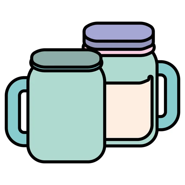 Cute beverage jars icons — Stock Vector