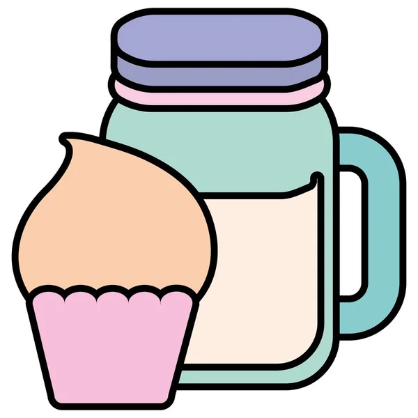 Niedliche Getränkedose mit Cupcake — Stockvektor