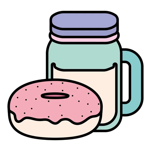 Niedliche Getränkedose mit Donut — Stockvektor