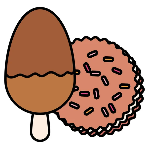 Сладкое и вкусное печенье с мороженым — стоковый вектор