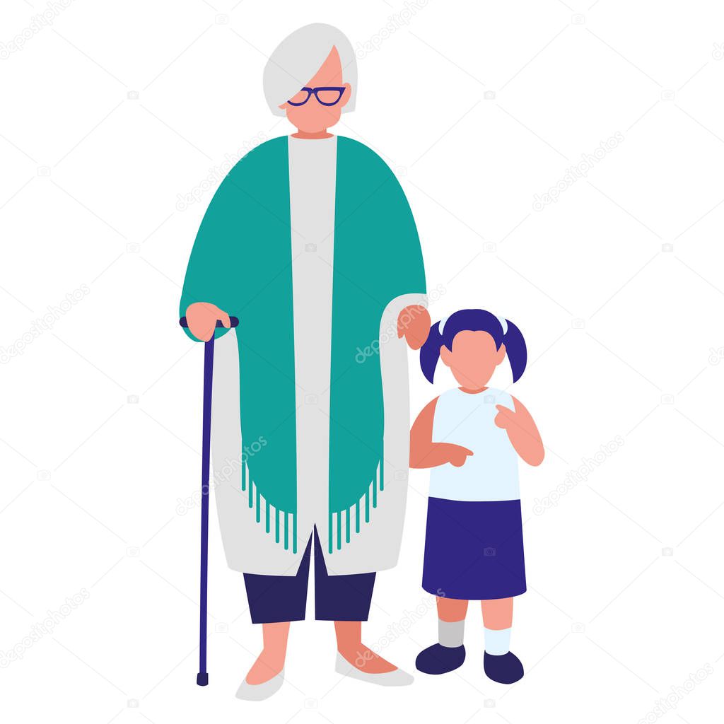 cute grandmother with granddaughter