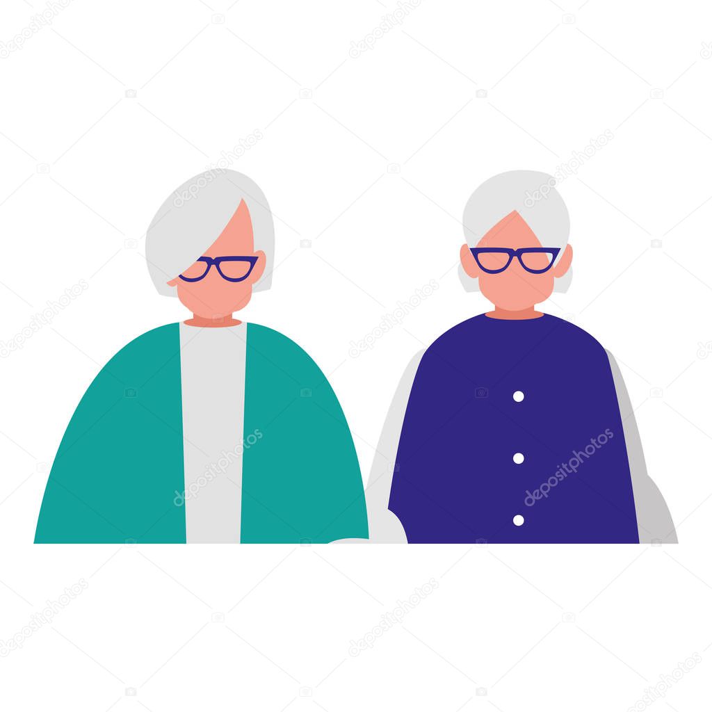 cute grandmothers couple avatars characters
