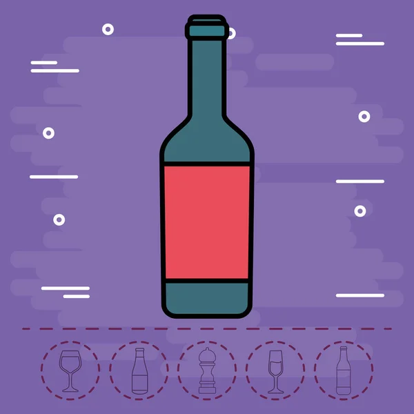 Ikona láhve vína — Stockový vektor