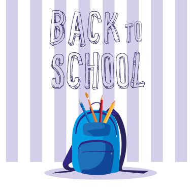 malzemeleri ile okul çantası geri