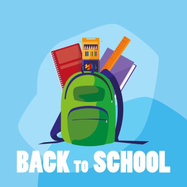 geri için okul çantası malzemeleri vektör çizim tasarım ile