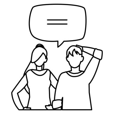 konuşma balonu karakterlerle genç çift