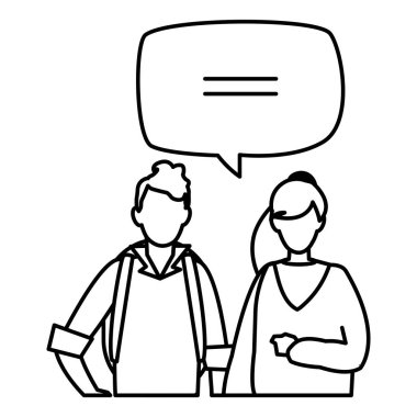 konuşma balonu karakterlerle genç çift