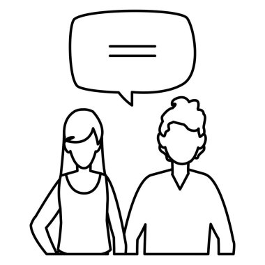 konuşma balonu karakterlerle genç çift