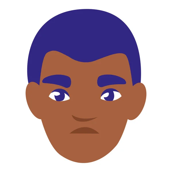Jonge man zwart hoofd avatar karakter — Stockvector