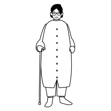 baston ile sevimli Büyükanne