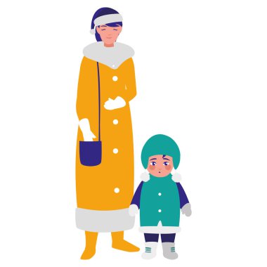 şirin anne ve oğlu kış giysileri ile