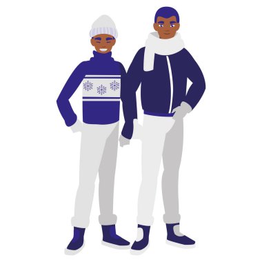 Siyah baba ve oğul kış giysileri ile