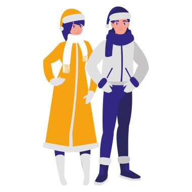 kış giysileri ile genç çift