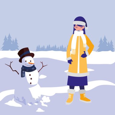 Kışlık elbiseli genç kadın.