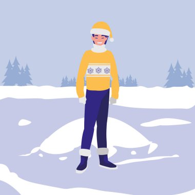 kış giysileri ile genç adam