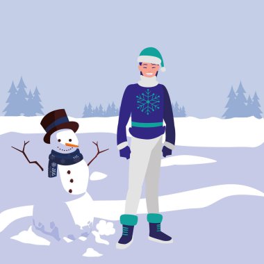 kış giysileri ile genç adam