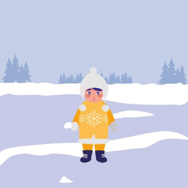 kış giysileri ile şirin küçük çocuk