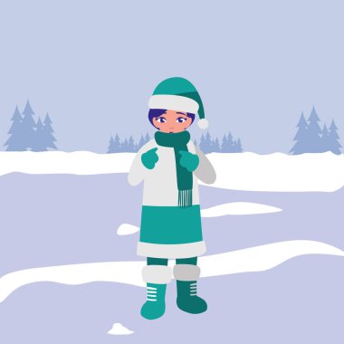 kış kıyafetleri ile güzel küçük kız