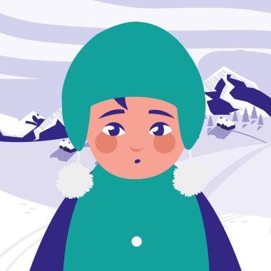 kış giysileri ile şirin küçük çocuk