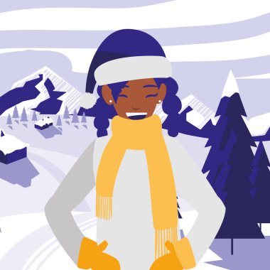 kış giysileri olan siyah kadın