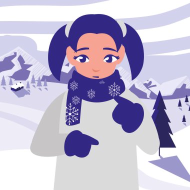 kış kıyafetleri ile güzel küçük kız