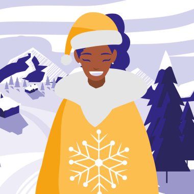 kış giysileri olan siyah kadın