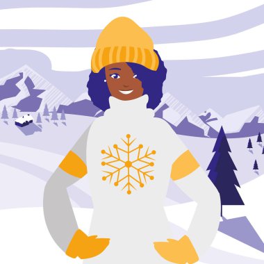 kış giysileri olan siyah kadın